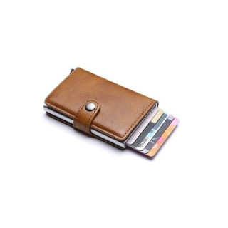 Portefeuille Miniwallet Anti Détournement De Données Des Cartes Marron
