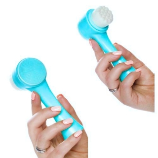 Brosse Nettoyante Visage Manuelle Double Face- Bleu ciel
