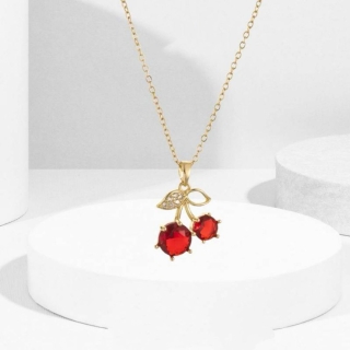 Collier Pendentif Cerises en acier inoxydable