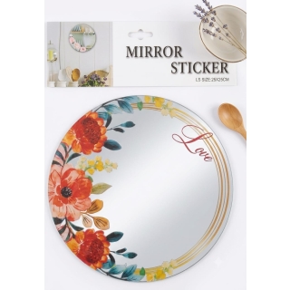 Miroir Adhésif Rond Décoratif Floral