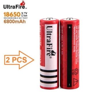 Lot de 2 Piles Rechargeables 3.7V 18650 6800 mAh Ultra Fire