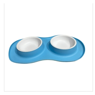 Gamelle double en silicone antidérapant – Eau & Nourriture pour chiens et chats