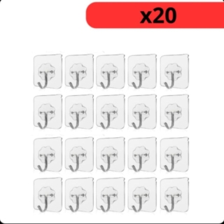Lot de 20 Crochets Muraux Auto Adhésifs Transparents