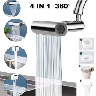 Tête de Robinet Lavabo 4en1 Pivotante à 360°