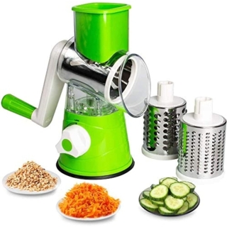 Hachoir à Légumes de Cuisine avec 3 Tambours Tranchants en Acier Inoxydable