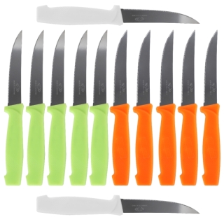 Ensemble de 12 couteaux à pain vert , orange et blanc