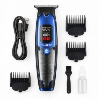 Tondeuse Professionnelle Sans Fil Rechargeable – Écran display 6000-7000 RPM , T Blade-bleu WAIKIL WL-657
