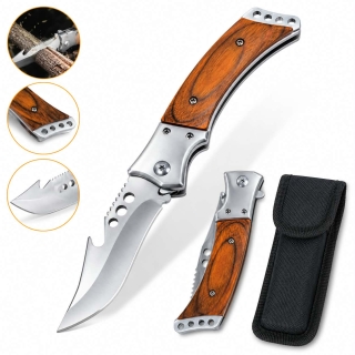 Couteau Pliant Portable Multifonction Avec Pochette Pour Bricolage et Camping