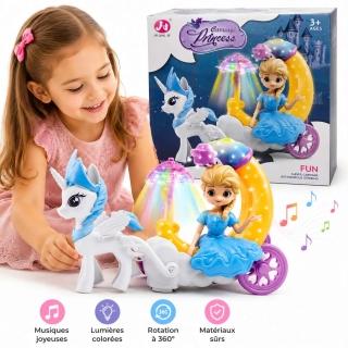 Carrosse Lumineux et Musical avec Licorne
