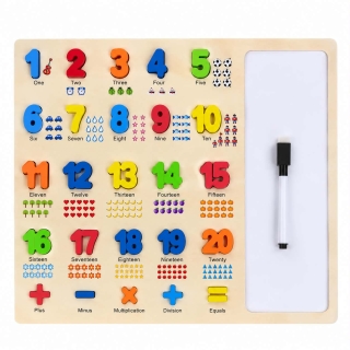 Tableau éducatif en bois avec ardoise – Chiffres & Mathématiques de 1 à 20
