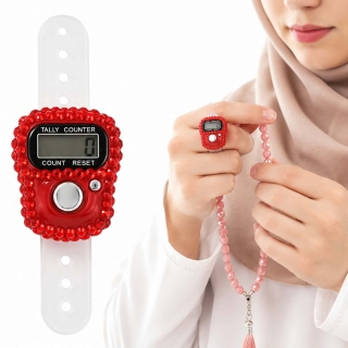 Compteur de Prières Digital en Bague Élégante-Rouge