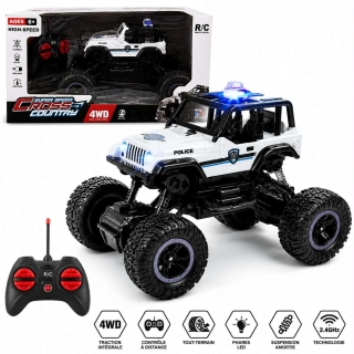 Voiture de Police Télécommandée - Rechargeable avec Logo Police –Pour Enfant 6 Ans et Plus
