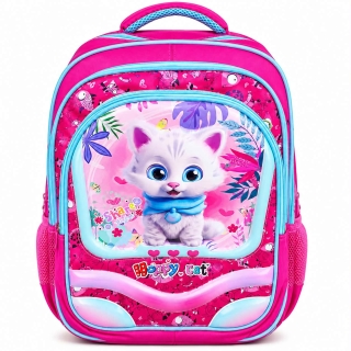 Sac à dos scolaire fille Happy Cat – Rose & Bleu 3éme et 6éme