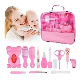 Kit de Brosse de Toilettage pour Nouveau Né 13 pièces Rose