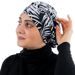 Turban pour femme 2 pièces rayé blanc noir