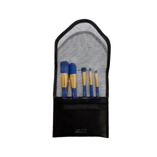 Ensemble de 5 Mini Pinceaux de Maquillage Avec Pochette Bleu