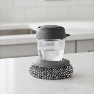Brosse de Cuisine Ergonomique avec Réservoir de Savon Liquide Intégré – Design Moderne Anthracite