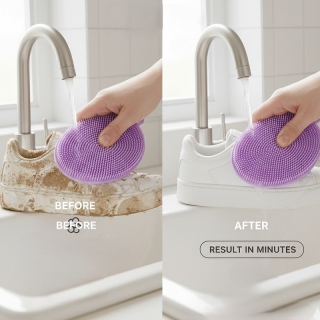 Éponge Vaisselle en Silicone Antibactérienne & Multi-usages - Brosse Nettoyage Anti-rayures-Violet