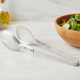 Pince à Salade 2-en-1 en Acier Inoxydable – Design Ergonomique et Élégant