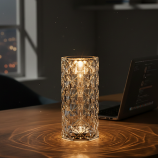 Lampe de Table Cristal LED Tactile - Projecteur d'Ambiance 16 Couleurs Rechargeable
