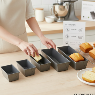 Pack de 5 Moules à Cake Rectangulaires Antiadhésifs – Tailles Assorties & Fond Texturé