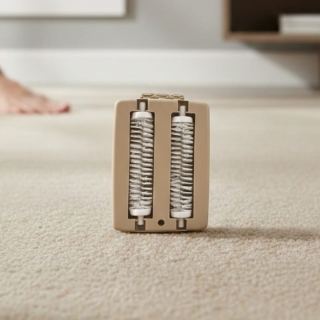 Brosse Ramasse-Miettes Double Rouleau - Nettoyeur Manuel Express pour Tapis, Canapés et Textiles