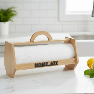 Porte-Essuie-Tout en Bois Design "Home Joy" – Support Cuisine Ergonomique & Déco