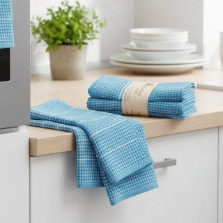 Pack 6 Essuie-mains Cuisine Premium - Microfibre Gaufrée Absorbante