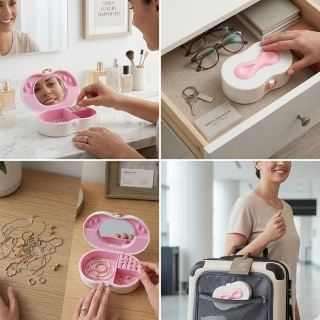 Boîte à Bijoux de Voyage avec Miroir - Organisateur Chic & Compact