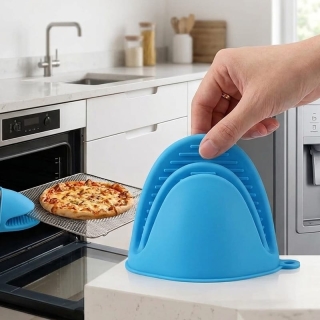 Mini Gant bleu de Cuisine en Silicone Premium – Protection Chaleur