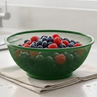 Passoire Égouttoir Design en Maille Métallique Premium – Vert Émeraude