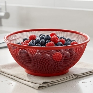 Passoire Égouttoir Design en Maille Métallique Premium – Rouge