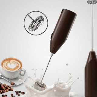 Mousseur à Lait Électrique Inox - Batteur Café et Cappuccino Premium - Marron