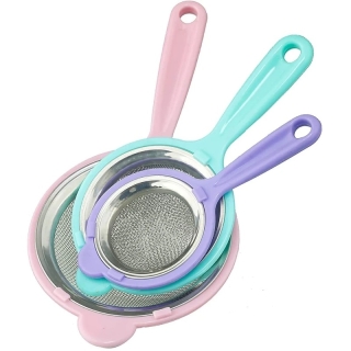 Pack de 3 Passoires en Inox – Tamis Fines Mailles & Design Pastel