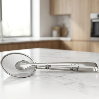 Pince à Friture 2-en-1 Inox – Passoire et Clip Précision Cuisine