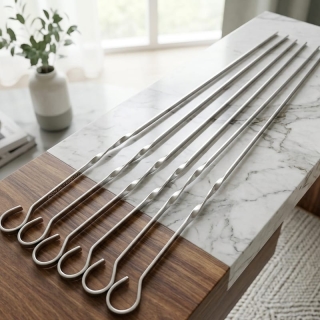 Pack 6 Brochettes Inox Premium 40cm – Anti-Glisse & Anti-Rotation