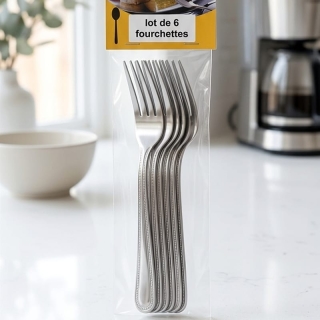 Lot de 6 Fourchettes de Table en Inox Premium – Modèle Perle Chic