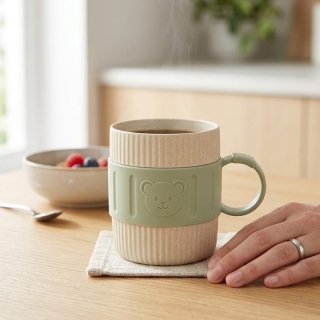 Mug Éco-Responsable en Fibre de Bambou & Protection Silicone Ours
