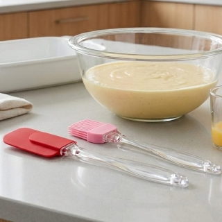 Set Pâtisserie 2 Pcs - Spatule Rouge & Pinceau Rose Silicone PremiumPremium