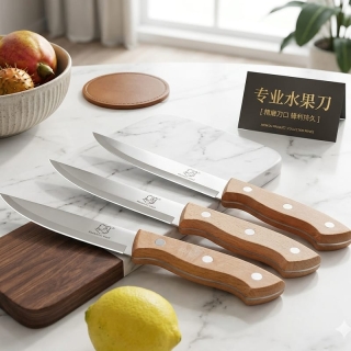 Set de 3 Couteaux d'Office Professionnels – Acier Inoxydable & Bois
