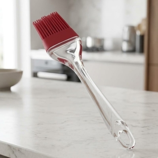 Pinceau de Cuisine rouge en Silicone Haute Résistance - Manche Crystal