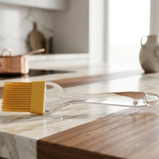 Pinceau de Cuisine orange en Silicone Haute Résistance - Manche Crystal