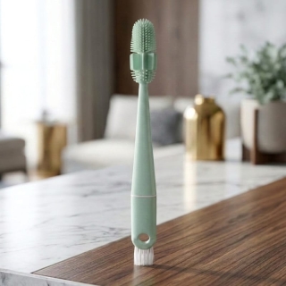 Brosse Nettoyage Silicone 3-en-1 Multifonction - vert Pastel