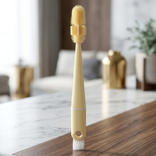 Brosse Nettoyage Silicone 3-en-1 Multifonction - Jaune