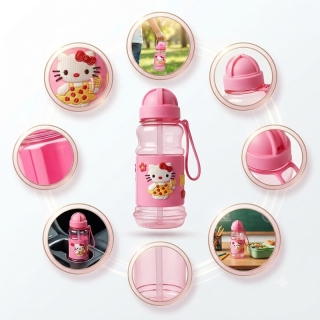 Gourde Enfant Hello Kitty 500 ml avec Paille Anti-Fuite