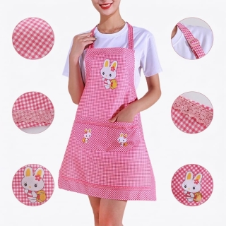 Tablier de Cuisine Bunny Rose avec Double Poche et Bretelle