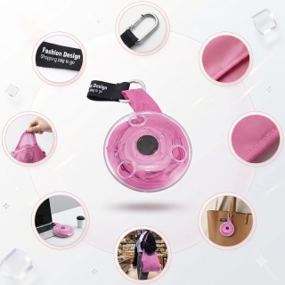 Sac Shopping Rose Pliable Porte-Clés avec Mousqueton