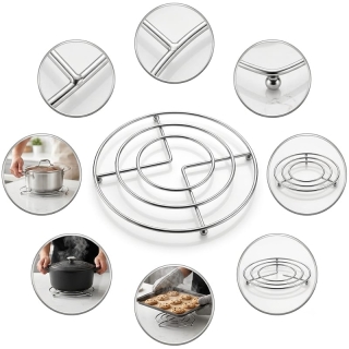 Lot de 3 Dessous de Plat Ronds en Acier Chromé