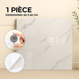 Panneau PVC Autocollant Alternative Au Marbre 60 x 60 cm - Blanc Modèle 2