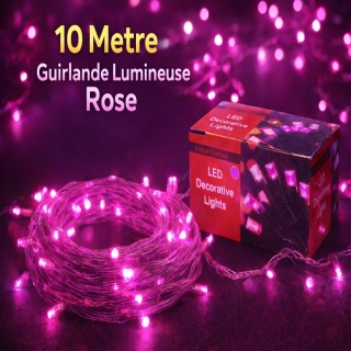 Guirlande de Fête Lumineuse Décoratif Rose 10mètres